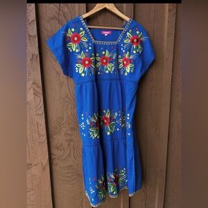 Blue Floral Embroidered Dress